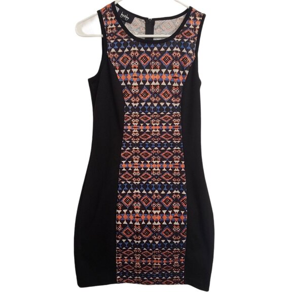 By&By Dresses & Skirts - By&By Dress Size 5 Juniors Black Aztec Print Knit Mini Sleeveless Zip Closure